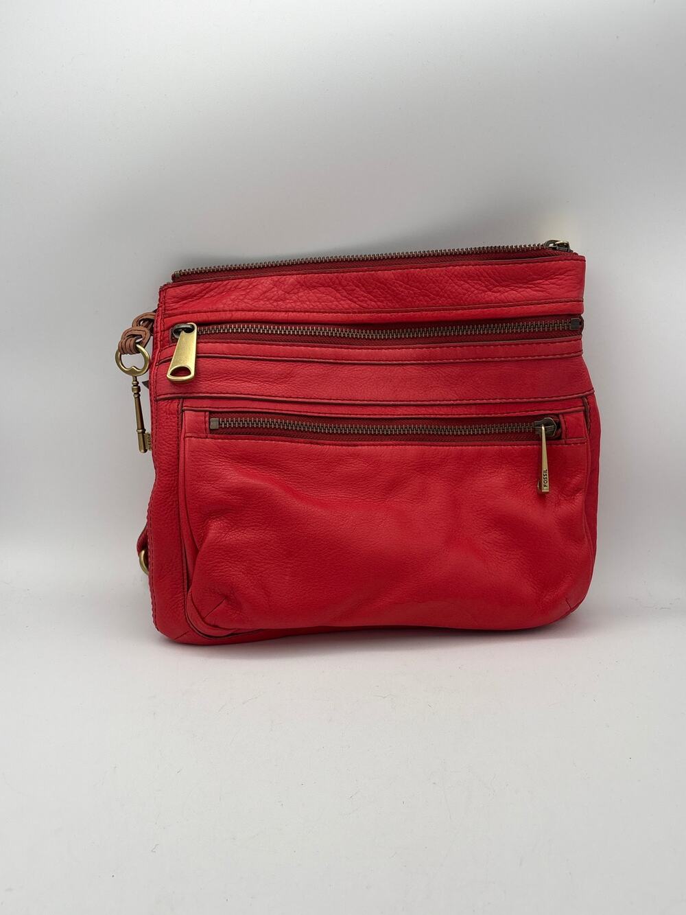 Women’s Fossil Tomato Red Genuine Leather Crossbody Purse